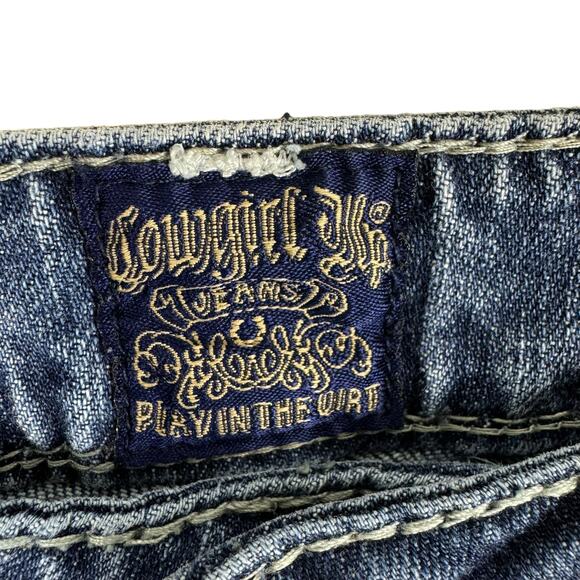Cowgirl Up Medium Wash Boot Cut Low Rise Denim Jeans Made In USA Size 2 - Picture 5 of 6